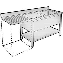 Plonge 2 bacs avec eg.droit avec p.l.v 1600x600