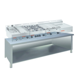 TABLE SOUBASSEMENT INOX 1200 X 700  POUR PLAN DE CUISSON  DESSOUS OUVERT