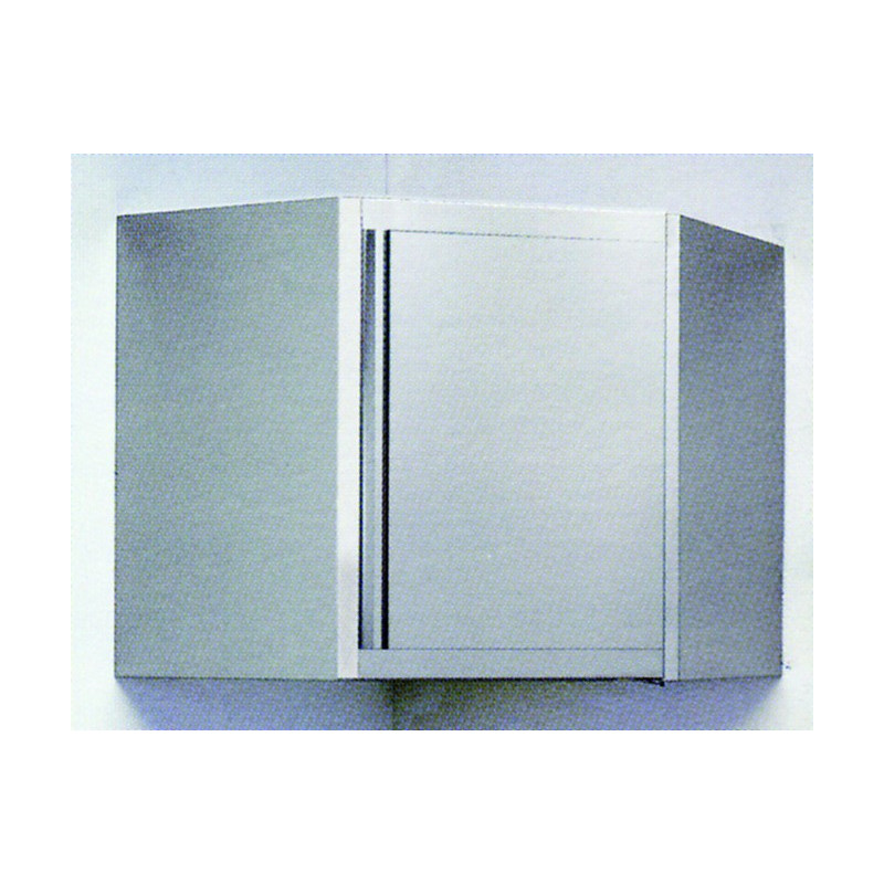 PLACARD MURAL D ANGLE  INOX  DIM. 700 X 700 -FERME 1 PORTE